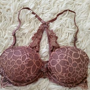 Pink Victoria's Secret lace date racerback underwire bra 34c